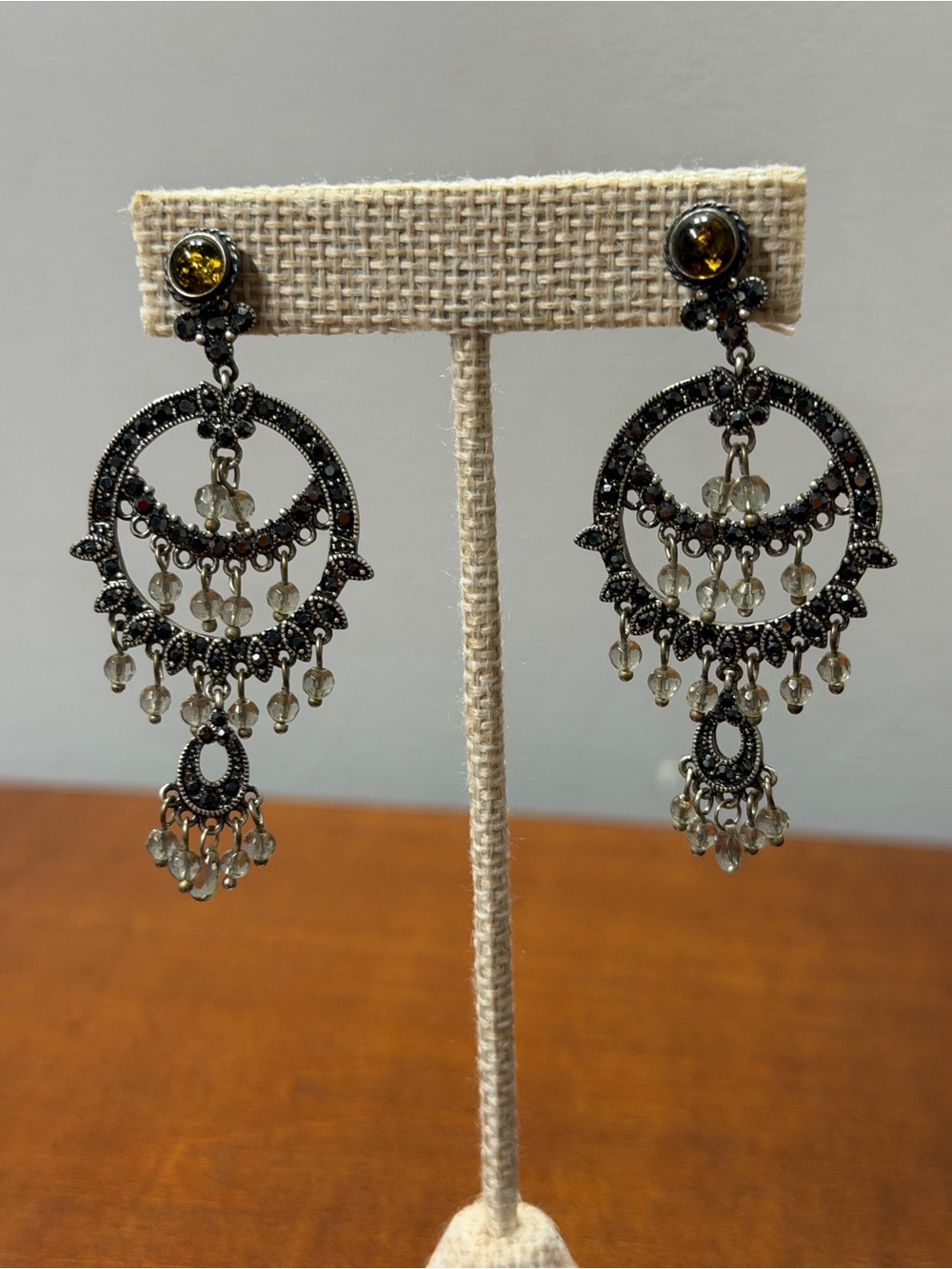 Silver & Black Dangle Earrings